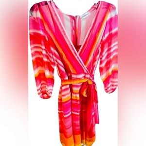 Calvin Klein Pink Multi Stripe Dress